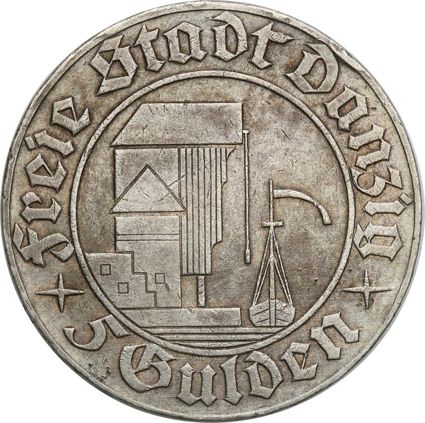 Wolne Miasto Gdańsk / Danzig. 5 Guldenów 1932 Żuraw